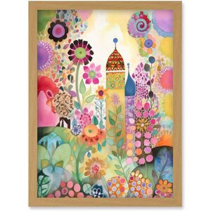 Artery8 Countryside Garden Flowers In Spring Folk Art Watercolour Painting Artwork Framed Wall Art Print A4 in Light Oak Light Oak Artery8 Countryside Garden Flowers In Spring Folk Art Watercolour Painting Artwork Framed Wall Art Print A4 in Light Oak Light Oak