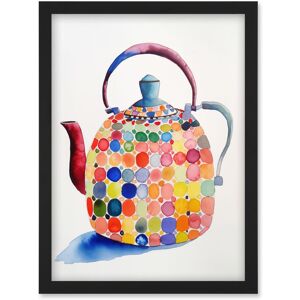 Artery8 Colourful Enamelled Teapot Tea Kettle Folk Art Watercolour Painting Artwork Framed Wall Art Print A4 in Black Black Artery8 Colourful Enamelled Teapot Tea Kettle Folk Art Watercolour Painting Artwork Framed Wall Art Print A4 in Black Black