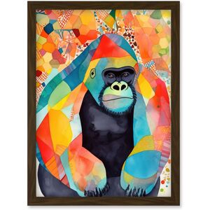 Artery8 Colourful Gorilla Folk Art Watercolour Painting Artwork Framed Wall Art Print A4 in Brown Brown Artery8 Colourful Gorilla Folk Art Watercolour Painting Artwork Framed Wall Art Print A4 in Brown Brown