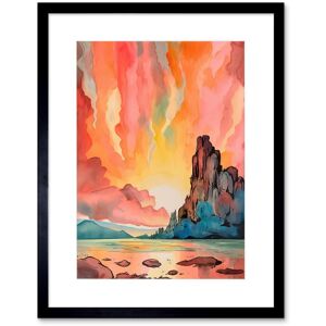 Artery8 Wall Art Print Mono Lake Atmospheric Pink Sky Sunset Clouds Vibrant Lakescape Modern Watercolour Painting Artwork Framed 9X7 Inch Black W7" x H9" Artery8 Wall Art Print Mono Lake Atmospheric Pink Sky Sunset Clouds Vibrant Lakescape Modern Watercolour Painting Artwork Framed 9X7 Inch Black W7" x H9"
