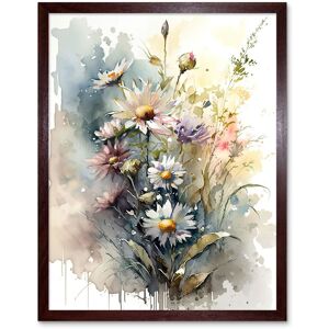 Artery8 Wall Art Print Wild Flower Daisies in Bloom Modern Boho Watercolour Painting Art Framed in Brown Size: W12" x H16" Brown W12" x H16" Artery8 Wall Art Print Wild Flower Daisies in Bloom Modern Boho Watercolour Painting Art Framed in Brown Size: W12" x H16" Brown W12" x H16"