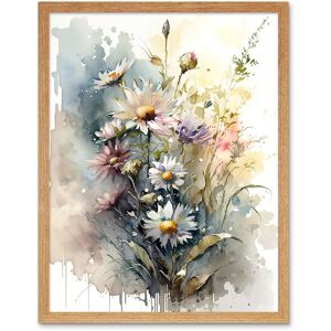 Artery8 Wall Art Print Wild Flower Daisies in Bloom Modern Boho Watercolour Painting Art Framed in Light Oak Size: W12" x H16" Light Oak W12" x H16" Artery8 Wall Art Print Wild Flower Daisies in Bloom Modern Boho Watercolour Painting Art Framed in Light Oak Size: W12" x H16" Light Oak W12" x H16"