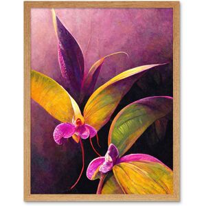 Artery8 Wall Art Print Pink Orchid Vibrant Mauve Flowers Painting Art Framed in Light Oak Size: W12" x H16" Light Oak W12" x H16" Artery8 Wall Art Print Pink Orchid Vibrant Mauve Flowers Painting Art Framed in Light Oak Size: W12" x H16" Light Oak W12" x H16"