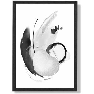 ARTZE Abstract Black & White Watercolour Shapes Framed Print SIZE: A4 with Black Frame Black A4 ARTZE Abstract Black & White Watercolour Shapes Framed Print SIZE: A4 with Black Frame Black A4