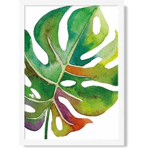 ARTZE Monstera Leaf Abstract Watercolour Botanical Framed Print SIZE: A3 with White Frame in Green Green A3 ARTZE Monstera Leaf Abstract Watercolour Botanical Framed Print SIZE: A3 with White Frame in Green Green A3