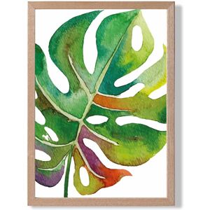 ARTZE Monstera Leaf Abstract Watercolour Botanical Framed Print SIZE: A3 with Oak Frame in Green Size: A2 Green A2 ARTZE Monstera Leaf Abstract Watercolour Botanical Framed Print SIZE: A3 with Oak Frame in Green Size: A2 Green A2