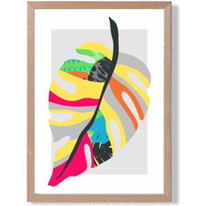 ARTZE Tropical Monstera Blue & Green Abstract Minimalist Framed Print SIZE: A3 with Oak Frame in Mid Blue Size: A4 Mid Blue A4 ARTZE Tropical Monstera Blue & Green Abstract Minimalist Framed Print SIZE: A3 with Oak Frame in Mid Blue Size: A4 Mid Blue A4
