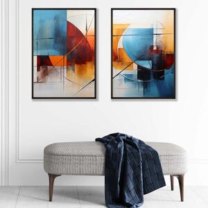 ARTZE Abstract Colourful Watercolour Shapes Set of 2 Art Prints in Black Frames in Bright Blue Size: A4 Bright Blue A4 ARTZE Abstract Colourful Watercolour Shapes Set of 2 Art Prints in Black Frames in Bright Blue Size: A4 Bright Blue A4