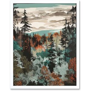 Artery8 Wall Art Print Taiga Boreal Autumnal Colours Forest Landscape Art Framed in White Size: W12" x H16" White W12" x H16" Artery8 Wall Art Print Taiga Boreal Autumnal Colours Forest Landscape Art Framed in White Size: W12" x H16" White W12" x H16"