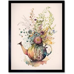 Artery8 Wall Art Print Wildflower Floral Spring Bouquet in a Teapot Vase Art Framed in Black Size: W12" x H16" Black W12" x H16" Artery8 Wall Art Print Wildflower Floral Spring Bouquet in a Teapot Vase Art Framed in Black Size: W12" x H16" Black W12" x H16"