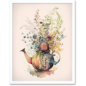 Artery8 Wall Art Print Wildflower Floral Spring Bouquet in a Teapot Vase Art Framed in White Size: W12" x H16" White W12" x H16" Artery8 Wall Art Print Wildflower Floral Spring Bouquet in a Teapot Vase Art Framed in White Size: W12" x H16" White W12" x H16"