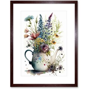 Artery8 Wall Art Print Spring Wildflower Floral Bouquet in a Teapot Vase Artwork Framed 9X7 Inch in Brown Size: W7" x H9" Brown W7" x H9" Artery8 Wall Art Print Spring Wildflower Floral Bouquet in a Teapot Vase Artwork Framed 9X7 Inch in Brown Size: W7" x H9" Brown W7" x H9"