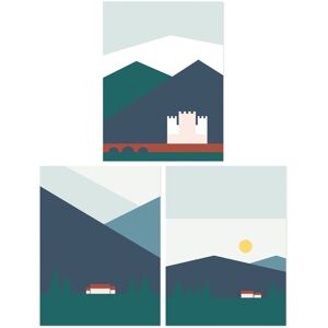 Artery8 Wall Art Print Pack of 3 A4 Geometric Bold Colour Scottish Mountain Countryside House & Castle Landscape Living Room s Set Multicolor A4 Artery8 Wall Art Print Pack of 3 A4 Geometric Bold Colour Scottish Mountain Countryside House & Castle Landscape Living Room s Set Multicolor A4