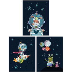 Artery8 Wall Art Print Pack of 3 A4 Astronaut Boy Bedroom Pet Dog & Aliens Fun Space Theme Colourful Living Room s Set Multicolor A4 Artery8 Wall Art Print Pack of 3 A4 Astronaut Boy Bedroom Pet Dog & Aliens Fun Space Theme Colourful Living Room s Set Multicolor A4