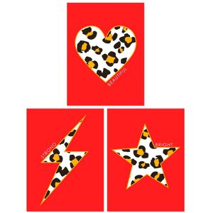 Artery8 Wall Art Print Pack of 3 A4 Orange Leopard Pattern Heart Lightning Star Shape On Block Red Motivational Bedroom Living Room s Set Multicolor A4 Artery8 Wall Art Print Pack of 3 A4 Orange Leopard Pattern Heart Lightning Star Shape On Block Red Motivational Bedroom Living Room s Set Multicolor A4