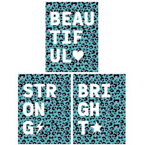 Artery8 Wall Art Print Pack of 3 A4 Leopard Pattern Beautiful Strong Bright Typography on Turquoise & Purple Living Room s Set Multicolor A4 Artery8 Wall Art Print Pack of 3 A4 Leopard Pattern Beautiful Strong Bright Typography on Turquoise & Purple Living Room s Set Multicolor A4