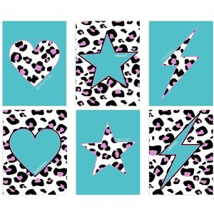 Wee Blue Coo Pack of 6 Turquoise & Purple Leopard Pattern & Bold Shapes Beautiful Bright Strong Typography Unframed Wall Art Living Room Prints Set Blue Wee Blue Coo Pack of 6 Turquoise & Purple Leopard Pattern & Bold Shapes Beautiful Bright Strong Typography Unframed Wall Art Living Room Prints Set Blue