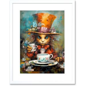 Artery8 Wall Art Print Mad Hatter Animal Tea Party Fantasy Portrait Artwork Framed 9X7 Inch in White Size: W7" x H9" White W7" x H9" Artery8 Wall Art Print Mad Hatter Animal Tea Party Fantasy Portrait Artwork Framed 9X7 Inch in White Size: W7" x H9" White W7" x H9"