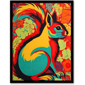 Artery8 Wall Art Print Autumn Squirrel Screen Neon Red Orange Yellow Teal Abstract Vibrant Bold Bright Colourful Painting Art Framed Multicolor W12" x H16" Artery8 Wall Art Print Autumn Squirrel Screen Neon Red Orange Yellow Teal Abstract Vibrant Bold Bright Colourful Painting Art Framed Multicolor W12" x H16"