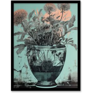 Artery8 Wall Art Print Thistle Flowers In Vase Artistic Linocut Painting Turquoise Blue Pink Scottish Bouquet Nature Colourful Bright Floral Modern Blue W12" x H16" Artery8 Wall Art Print Thistle Flowers In Vase Artistic Linocut Painting Turquoise Blue Pink Scottish Bouquet Nature Colourful Bright Floral Modern Blue W12" x H16"