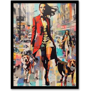 Artery8 Wall Art Print Autumn City Fashion Advert Acrylic Painting Woman w/ Dogs In Busy Street Vibrant Colourful Bold Pop Art Modern Painting Multicolor W12" x H16" Artery8 Wall Art Print Autumn City Fashion Advert Acrylic Painting Woman w/ Dogs In Busy Street Vibrant Colourful Bold Pop Art Modern Painting Multicolor W12" x H16"