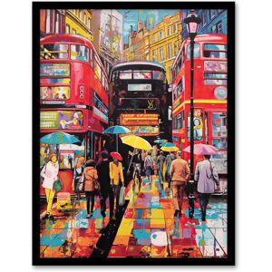 Artery8 Wall Art Print London Street In Neon Colours Oil Painting Rainy Day In Busy City Centre Street Vibrant Colourful Bold Pop Art Modern Painting Multicolor W12" x H16" Artery8 Wall Art Print London Street In Neon Colours Oil Painting Rainy Day In Busy City Centre Street Vibrant Colourful Bold Pop Art Modern Painting Multicolor W12" x H16"