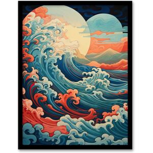 Artery8 Wall Art Print Sea Waves Sunset Seascape Painting Pink Red Blue Great Wave Off-Kanagawa Stylised Depiction Art Framed Size: W12" x H16" Blue W12" x H16" Artery8 Wall Art Print Sea Waves Sunset Seascape Painting Pink Red Blue Great Wave Off-Kanagawa Stylised Depiction Art Framed Size: W12" x H16" Blue W12" x H16"