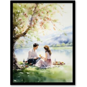 Artery8 Wall Art Print Summer Romance Watercolour Painting Picnic By The Lake Under A Cherry Blossom Tree Bedroom Art Framed Size: W12" x H16" Green W12" x H16" Artery8 Wall Art Print Summer Romance Watercolour Painting Picnic By The Lake Under A Cherry Blossom Tree Bedroom Art Framed Size: W12" x H16" Green W12" x H16"