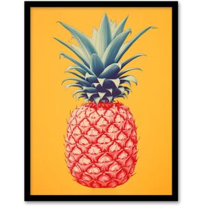 Artery8 Wall Art Print Pineapple Bold Vibrant Rich Red & Blue On Yellow Screen Risograph Artwork Spot Block Colour Retro Riso Kitchen Interior Design Black W12" x H16" Artery8 Wall Art Print Pineapple Bold Vibrant Rich Red & Blue On Yellow Screen Risograph Artwork Spot Block Colour Retro Riso Kitchen Interior Design Black W12" x H16"