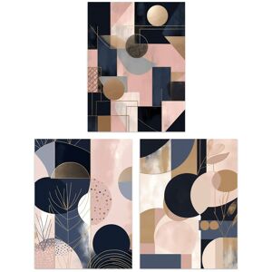 Artery8 Set of 3 Abstract Geometric Paintings Soft Pastel Pink Gold Blue Unframed Wall Art Living Room Poster Prints Pack in Light Pink Size: A4 Light Pink A4 Artery8 Set of 3 Abstract Geometric Paintings Soft Pastel Pink Gold Blue Unframed Wall Art Living Room Poster Prints Pack in Light Pink Size: A4 Light Pink A4