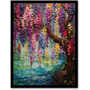 Artery8 Wall Art Print Colourful Cascading Wisteria Over Riverbank Heavy Oil Painting Art Framed in Black Size: W12" x H16" Black W12" x H16" Artery8 Wall Art Print Colourful Cascading Wisteria Over Riverbank Heavy Oil Painting Art Framed in Black Size: W12" x H16" Black W12" x H16"