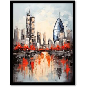 Artery8 Wall Art Print London Cityscape Skyline The Gherkin Oil Painting Thames Reflections In Autumn Art Framed in Black Size: W12" x H16" Black W12" x H16" Artery8 Wall Art Print London Cityscape Skyline The Gherkin Oil Painting Thames Reflections In Autumn Art Framed in Black Size: W12" x H16" Black W12" x H16"