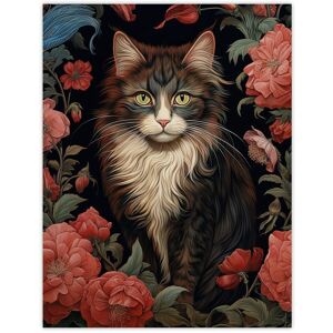 Artery8 Stylish Maine Coon Cat In Pink Flower Garden Floral Design Illustration Artwork Unframed Wall Art Print Poster Home Decor Premium Multicolor W12" x H16" Artery8 Stylish Maine Coon Cat In Pink Flower Garden Floral Design Illustration Artwork Unframed Wall Art Print Poster Home Decor Premium Multicolor W12" x H16"