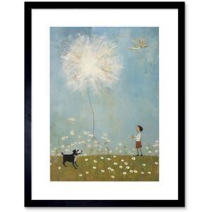 Artery8 Wall Art Print Chasing the Giant Dandelion Dream Artwork Giant Wish Oil Painting Kids Bedroom Child & Pet Dog in Daisy Field Artwork Framed Black W7" x H9" Artery8 Wall Art Print Chasing the Giant Dandelion Dream Artwork Giant Wish Oil Painting Kids Bedroom Child & Pet Dog in Daisy Field Artwork Framed Black W7" x H9"