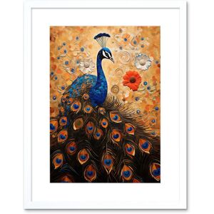Artery8 Wall Art Print Peacock Bird Gustav Klimt Style Oil Painting Gold Orange Blue Portrait with Flowers Artwork Framed 9X7 Inch Size: W7" x H9" White W7" x H9" Artery8 Wall Art Print Peacock Bird Gustav Klimt Style Oil Painting Gold Orange Blue Portrait with Flowers Artwork Framed 9X7 Inch Size: W7" x H9" White W7" x H9"