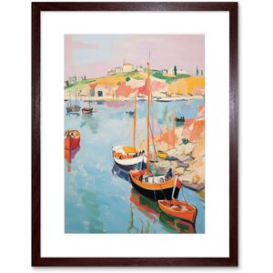 Artery8 Wall Art Print Boats in Harbour Fishing Village Coastal Landscape Colourful Abstract Watercolour Painting Artwork Framed 9X7 Inch Brown W7" x H9" Artery8 Wall Art Print Boats in Harbour Fishing Village Coastal Landscape Colourful Abstract Watercolour Painting Artwork Framed 9X7 Inch Brown W7" x H9"