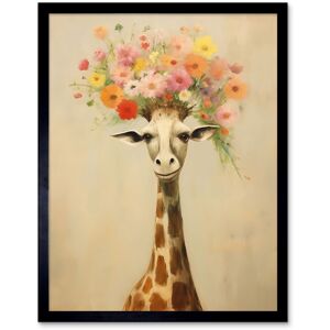 Artery8 Wall Art Print Cheerful Giraffe with Wildflower Bouquet Hat Spring Camouflage Whimsical Oil Painting Nursery Art Framed Size: W12" x H16" Black W12" x H16" Artery8 Wall Art Print Cheerful Giraffe with Wildflower Bouquet Hat Spring Camouflage Whimsical Oil Painting Nursery Art Framed Size: W12" x H16" Black W12" x H16"