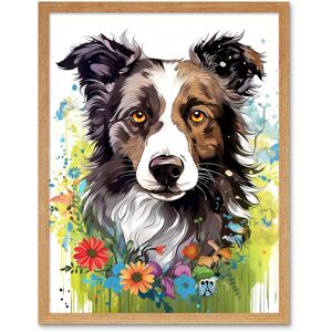 Artery8 Wall Art Print Border Collie Dog Bright Watercolour Painting Floral Portrait with Wildflowers & Butterflies Art Framed Size: W12" x H16" Light Oak W12" x H16" Artery8 Wall Art Print Border Collie Dog Bright Watercolour Painting Floral Portrait with Wildflowers & Butterflies Art Framed Size: W12" x H16" Light Oak W12" x H16"