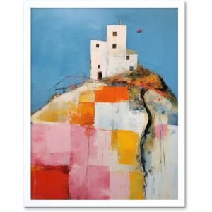 Artery8 Wall Art Print House on the Hill Oil Painting Abstract Geometric Patchwork Palette Knife Pastel Colour Rural Landscape Art Framed White W12" x H16" Artery8 Wall Art Print House on the Hill Oil Painting Abstract Geometric Patchwork Palette Knife Pastel Colour Rural Landscape Art Framed White W12" x H16"