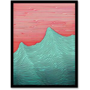 Wee Blue Coo Wall Art Print Linear Waves Abstract Line Drawing Sea Red & Turquoise Painting Art Framed Size: W12" x H16" Red W12" x H16" Wee Blue Coo Wall Art Print Linear Waves Abstract Line Drawing Sea Red & Turquoise Painting Art Framed Size: W12" x H16" Red W12" x H16"