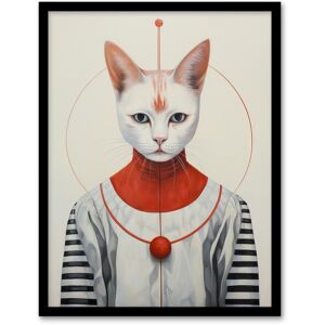 Wee Blue Coo Wall Art Print The Cat King Feline Ruler Surreal Portrait White Red Conceptual Oil Painting Art Framed Size: W12" x H16" White W12" x H16" Wee Blue Coo Wall Art Print The Cat King Feline Ruler Surreal Portrait White Red Conceptual Oil Painting Art Framed Size: W12" x H16" White W12" x H16"