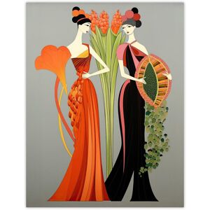 Wee Blue Coo Wall Art Print Fruit Market Fashion Stylised Conceptual Painting Elegant Women with Produce Baskets Poster in Grey Size: W12" x H16" Grey W12" x H16" Wee Blue Coo Wall Art Print Fruit Market Fashion Stylised Conceptual Painting Elegant Women with Produce Baskets Poster in Grey Size: W12" x H16" Grey W12" x H16"