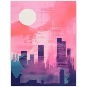 Wee Blue Coo Wall Art Print Sunrise City Silhouette Pink Purple Blue Watercolour Painting Poster Size: W12" x H16" Pink W12" x H16" Wee Blue Coo Wall Art Print Sunrise City Silhouette Pink Purple Blue Watercolour Painting Poster Size: W12" x H16" Pink W12" x H16"