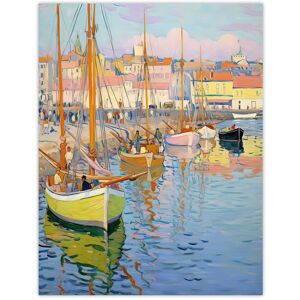 Artery8 Wall Art Print Fishermen Rest Boats in the Harbour Oil Painting Pastel Poster in Blue Size: W12" x H16" Blue W12" x H16" Artery8 Wall Art Print Fishermen Rest Boats in the Harbour Oil Painting Pastel Poster in Blue Size: W12" x H16" Blue W12" x H16"