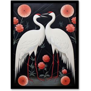 Artery8 Wall Art Print Japanese Crane Dance Stylised Oil Painting Pink White Grey Birds & Pink Flowers Abstract Floral Landscape Artwork Framed Black W12" x H16" Artery8 Wall Art Print Japanese Crane Dance Stylised Oil Painting Pink White Grey Birds & Pink Flowers Abstract Floral Landscape Artwork Framed Black W12" x H16"