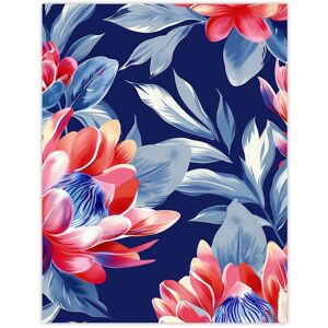 Artery8 Wall Art Print Flower Blooms & Fronds Pink Blue Floral Pattern Poster in Dark Blue Size: W12" x H16" Dark Blue W12" x H16" Artery8 Wall Art Print Flower Blooms & Fronds Pink Blue Floral Pattern Poster in Dark Blue Size: W12" x H16" Dark Blue W12" x H16"