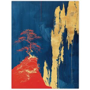 Artery8 Wall Art Print Chinese Landscape Tree Red Blue Gold Cliffside Poster Size: W12" x H16" Blue W12" x H16" Artery8 Wall Art Print Chinese Landscape Tree Red Blue Gold Cliffside Poster Size: W12" x H16" Blue W12" x H16"