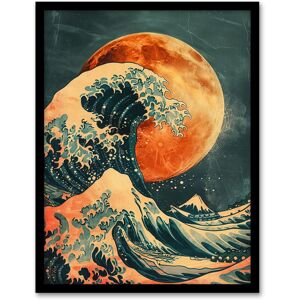 Artery8 Orange Moon Traditional Japanese Waves Artwork Framed Art Print Size: A4 Orange A4 Artery8 Orange Moon Traditional Japanese Waves Artwork Framed Art Print Size: A4 Orange A4