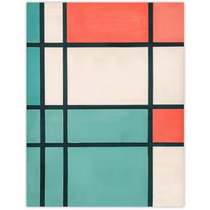 Artery8 Abstract Composition in Teal Coral Painting Lines Wall Art Print Size: W12" x H16" Multicolor W12" x H16" Artery8 Abstract Composition in Teal Coral Painting Lines Wall Art Print Size: W12" x H16" Multicolor W12" x H16"