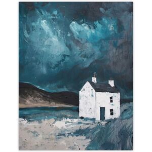 Artery8 Scottish Coastal Cottage Night Oil Painting Hills Wall Art Print in Blue Size: W12" x H16" Blue W12" x H16" Artery8 Scottish Coastal Cottage Night Oil Painting Hills Wall Art Print in Blue Size: W12" x H16" Blue W12" x H16"